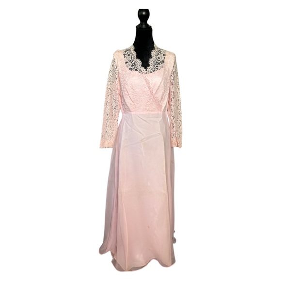 Dresses & Skirts - Vintage 1950s Lace Pink Dress Sheer Slip Union ILGWU